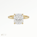 Cushion classic solitaire engagement ring in 18k yellow gold 