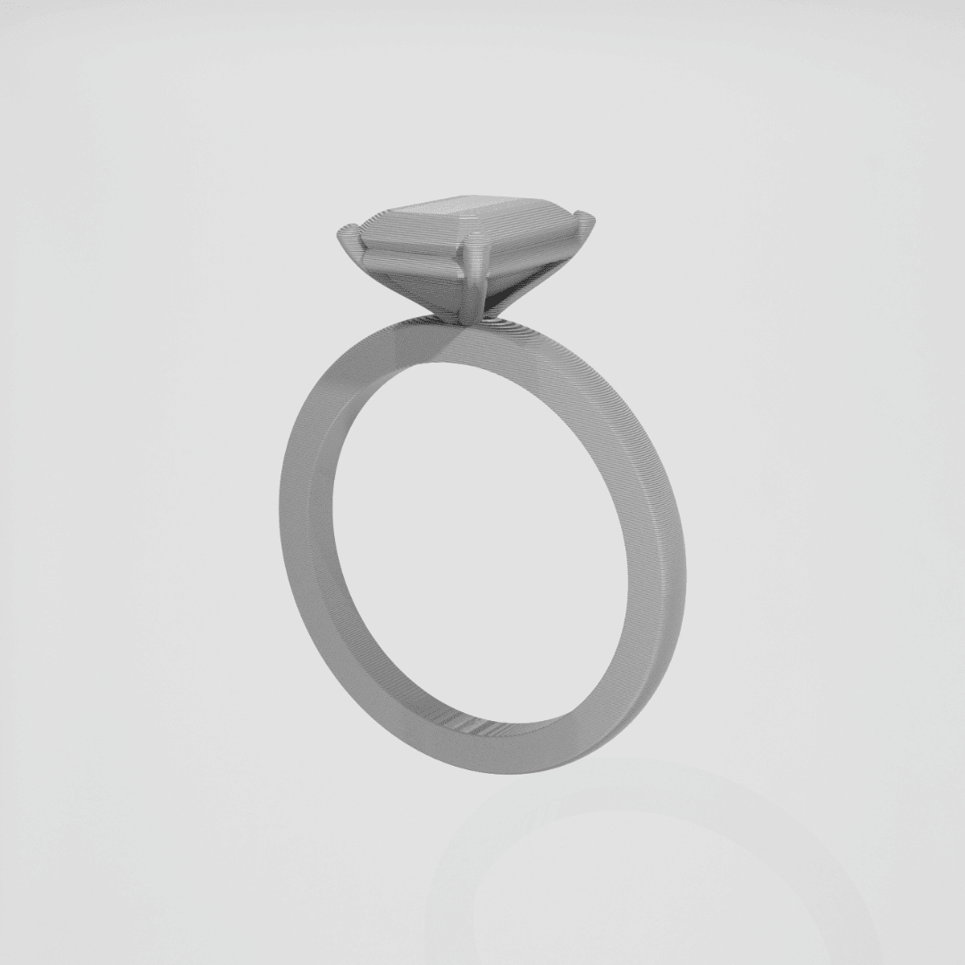 3D printed emerald-cut engagement ring model by Henry Francis