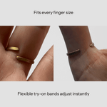 Close-up view showing how a ring fits on the hand