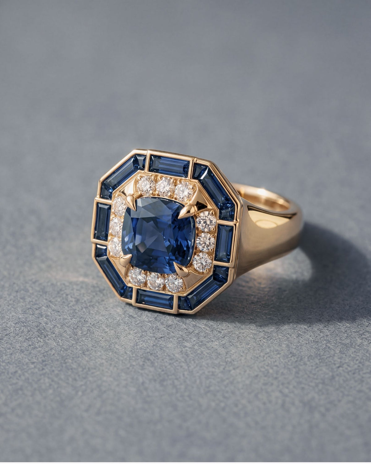 Octagon Sapphire Signet Ring