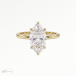 Marquise classic solitaire engagement ring in 18k yellow gold 