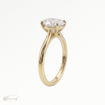 Oval Cathedral solitaire engagement ring in 18k yellow gold 