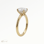 Oval Cathedral Hidden Halo solitaire engagement ring in 18k yellow gold 