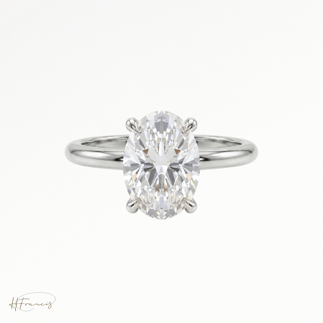 Oval classic solitaire engagement ring in Platinum 