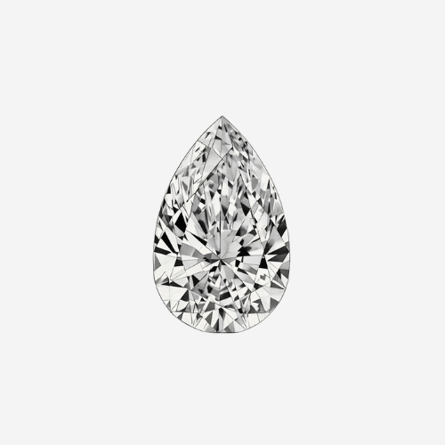 Front view of pear-shaped diamond showing faceted pear cut on white background