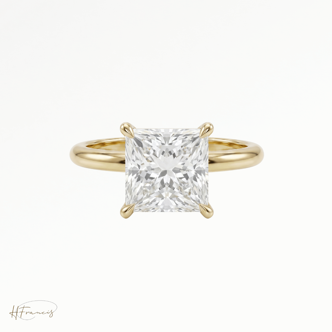 Princess classic solitaire engagement ring in 18k yellow gold 