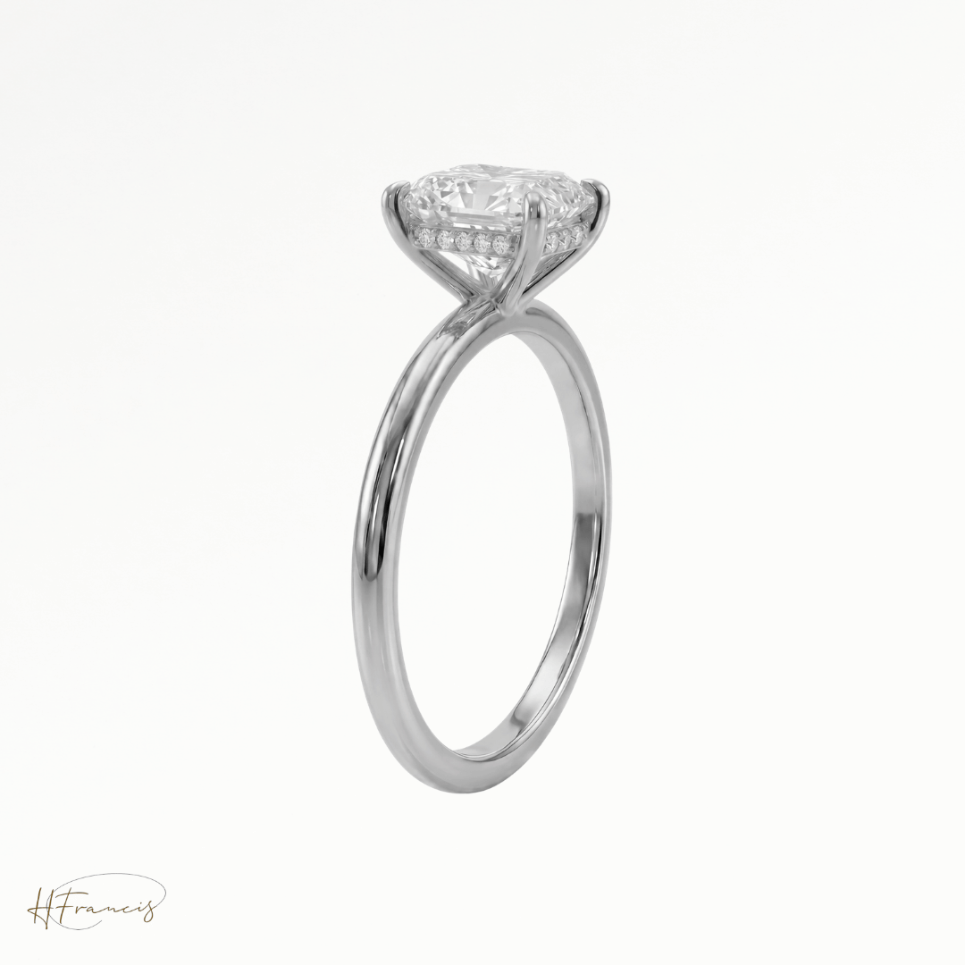 Radiant classic solitaire engagement ring in Platinum 