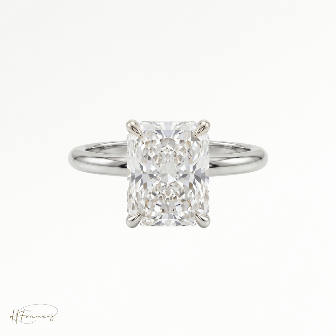 Radiant classic solitaire engagement ring in Platinum 