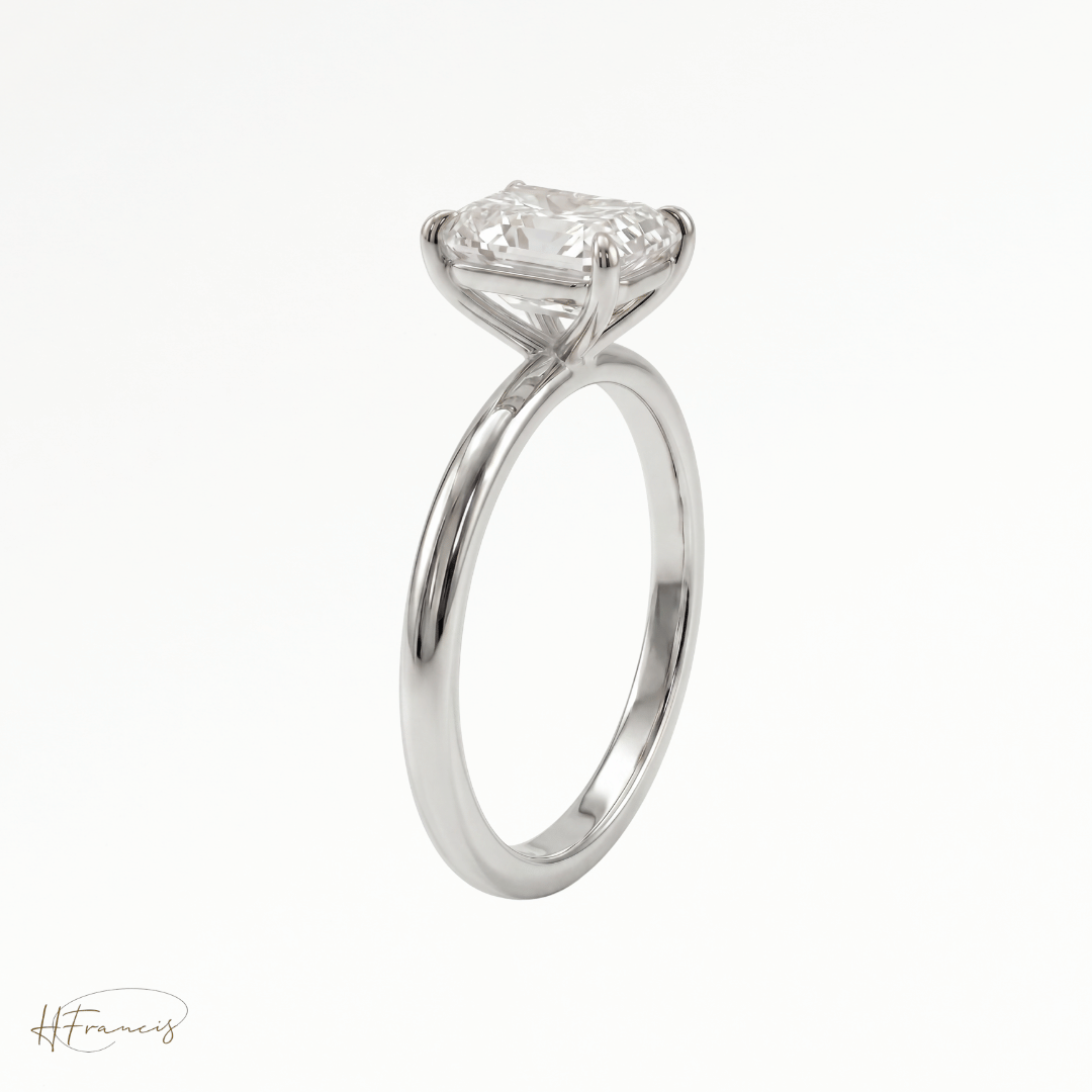 Radiant classic solitaire engagement ring in Platinum 