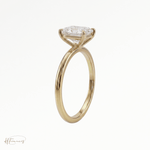 Radiant classic solitaire engagement ring in 18k yellow gold side view 