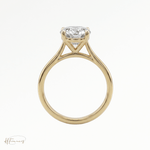 Round Cathedral solitaire engagement ring in 18k yellow gold 