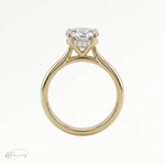 Round Cathedral Hidden Halo solitaire engagement ring in 18k yellow gold 