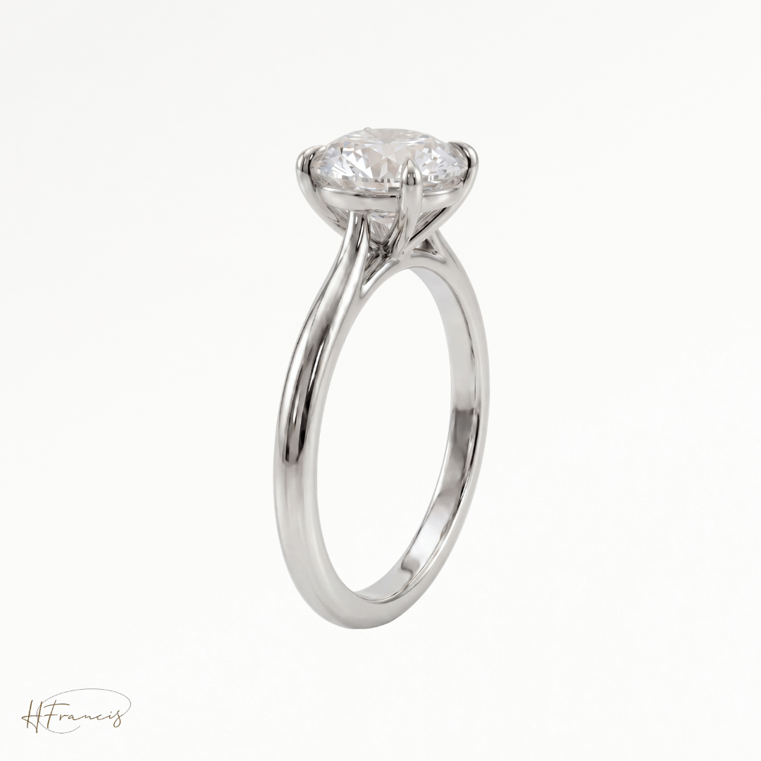 Round Cathedral solitaire engagement ring in 18k yellow gold 