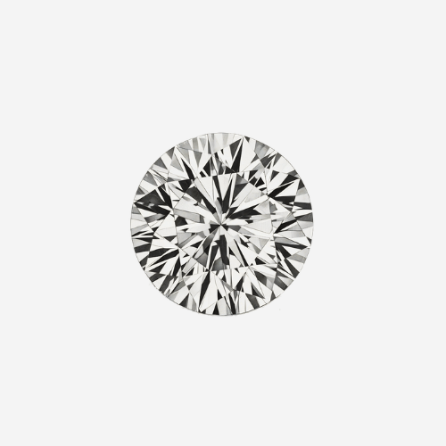 Front view of round diamond stone replica showing brilliant round cut facets on a light gray background