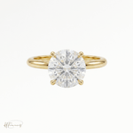 Round classic solitaire engagement ring in 18k yellow gold 