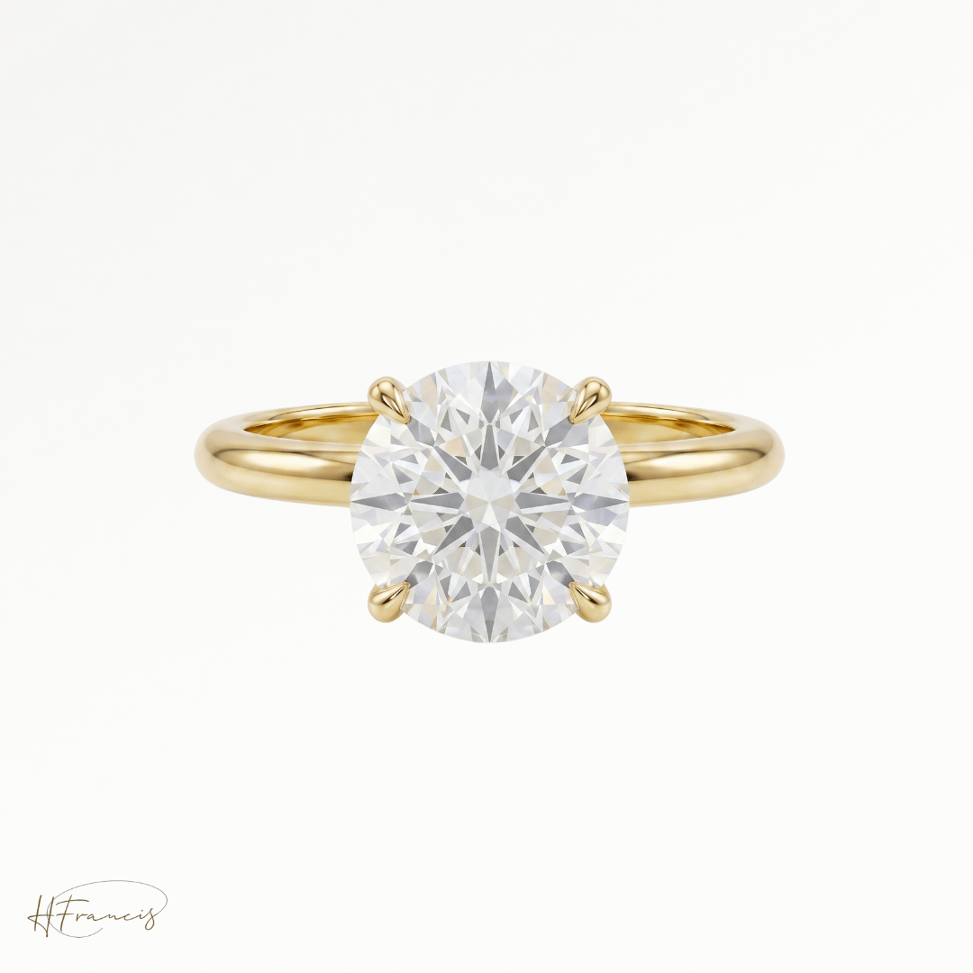 Round classic solitaire engagement ring in 18k yellow gold 