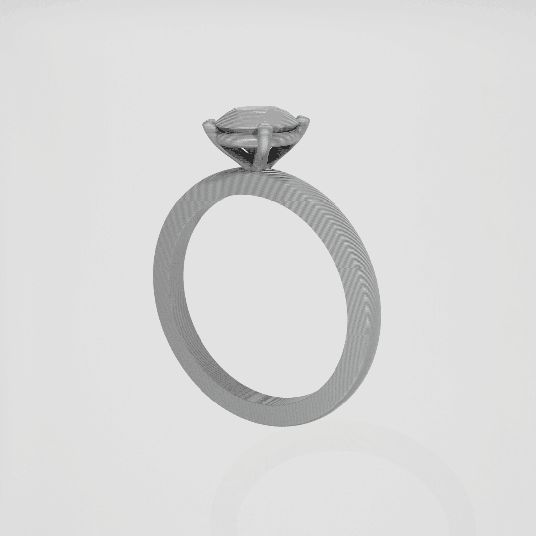 3D printed round engagement ring model used for at-home try-on